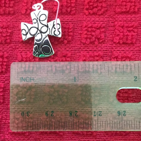 Silver Detailed Cross Earrings with Hook Backing - Picture 4 of 4